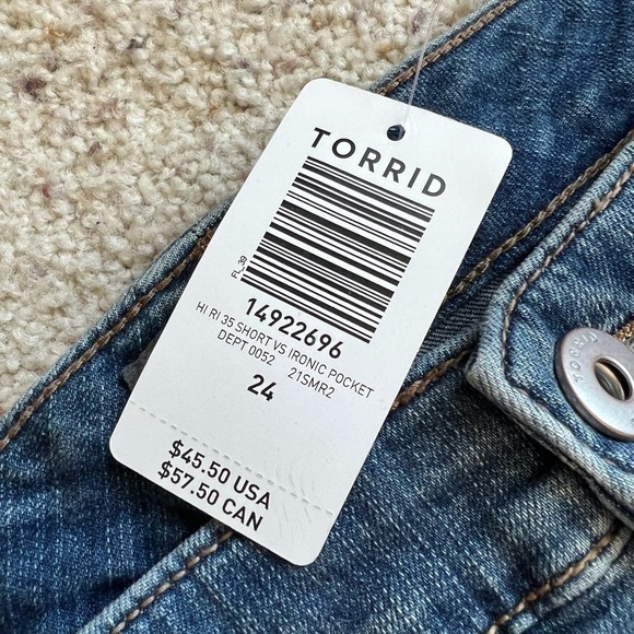 NWT TORRID HIGH RISE SHORTIE SHORT - VINTAGE STRETCH MEDIUM WASH denim shorts - Picture 9 of 10